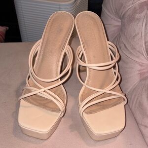 Wild Diva Cream Strappy Heels